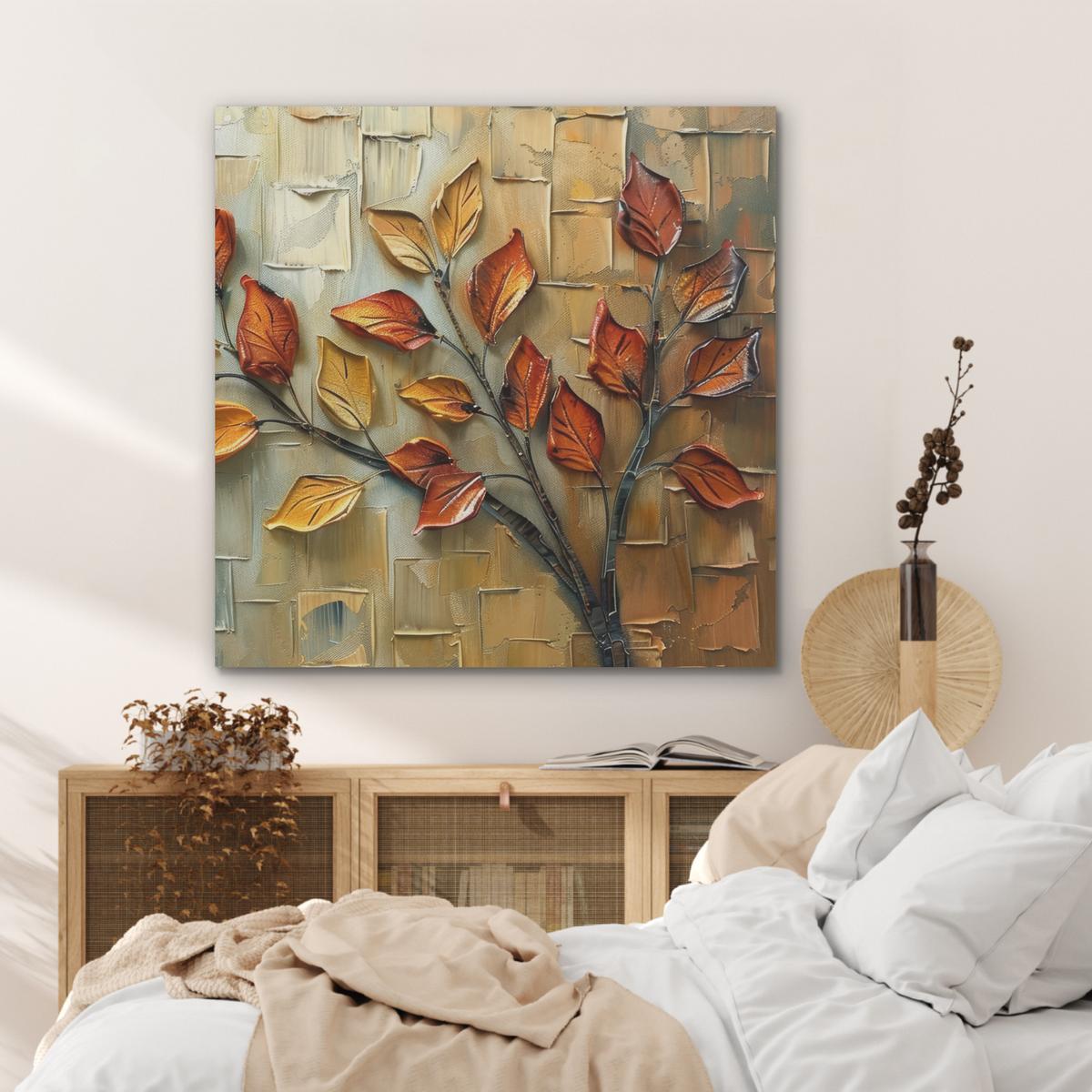 AKUSTIKBILD Baum - Abstrakt - Natur - Kunst Akustikpaneele 90x90 cm - Goldfarben, Kunststoff (90/90/0.9cm) - MuchoWow