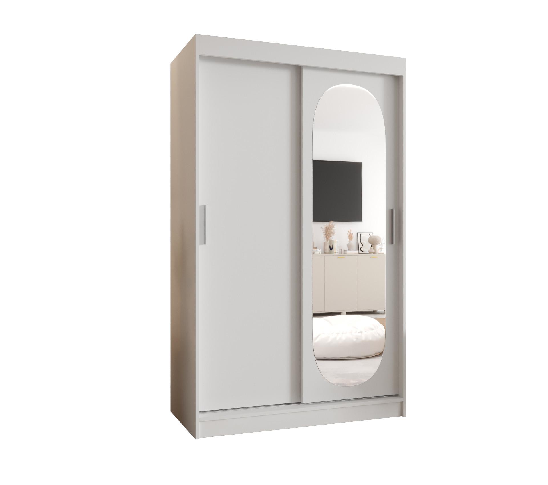 SCHIEBETÜRENSCHRANK mit Spiegel ROYAL 200/120/62 2-türig - Silberfarben/Weiß, Holz (120/62/120cm) - MÖBEL KRYSPOL