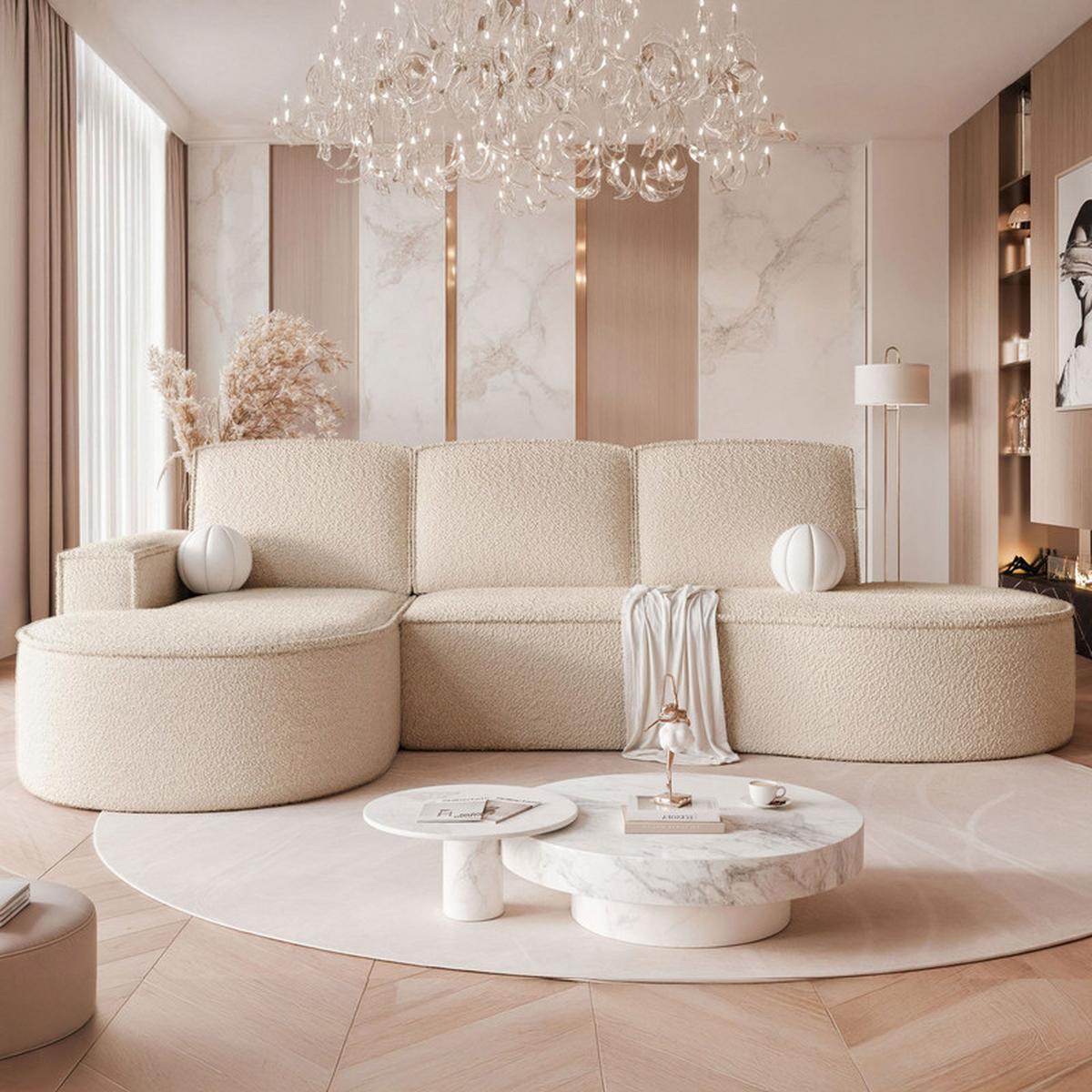ECKSOFA SOFIA mit Schlaffunktion und Bettkasten Creme - Creme, Holzwerkstoff/Kunststoff (277/157cm) - Idohome
