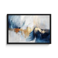 POSTER MIT RAHMENGERAHMTES BILD Gold - Blau - Aquarell - Kunst - Modern 60x40 cm - Hellblau, Papier (60/40cm) - MuchoWow