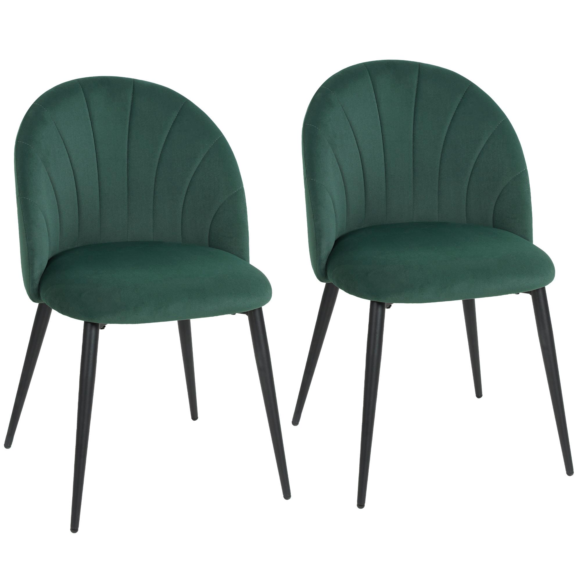 ESSZIMMERSTÜHLE 2ER-SET Dunkelgrün - Dunkelgrün/Schwarz, Textil/Metall (52/79/54cm) - HOMCOM