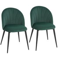 ESSZIMMERSTÜHLE 2ER-SET Dunkelgrün - Dunkelgrün/Schwarz, Textil/Metall (52/79/54cm) - HOMCOM