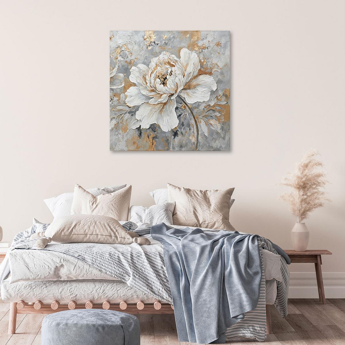 LEINWANDBILD Rose Blume Silber Gold 30x30cm - Silberfarben, Textil (30/30cm) - Feeby