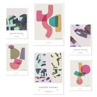 POSTER Set Mit 6 Abstrakte Kunst In Rosa , Lila Und Grüntönen A3 & A4 Rahmenlos - Klar, Papier (29/3cm) - Nacnic