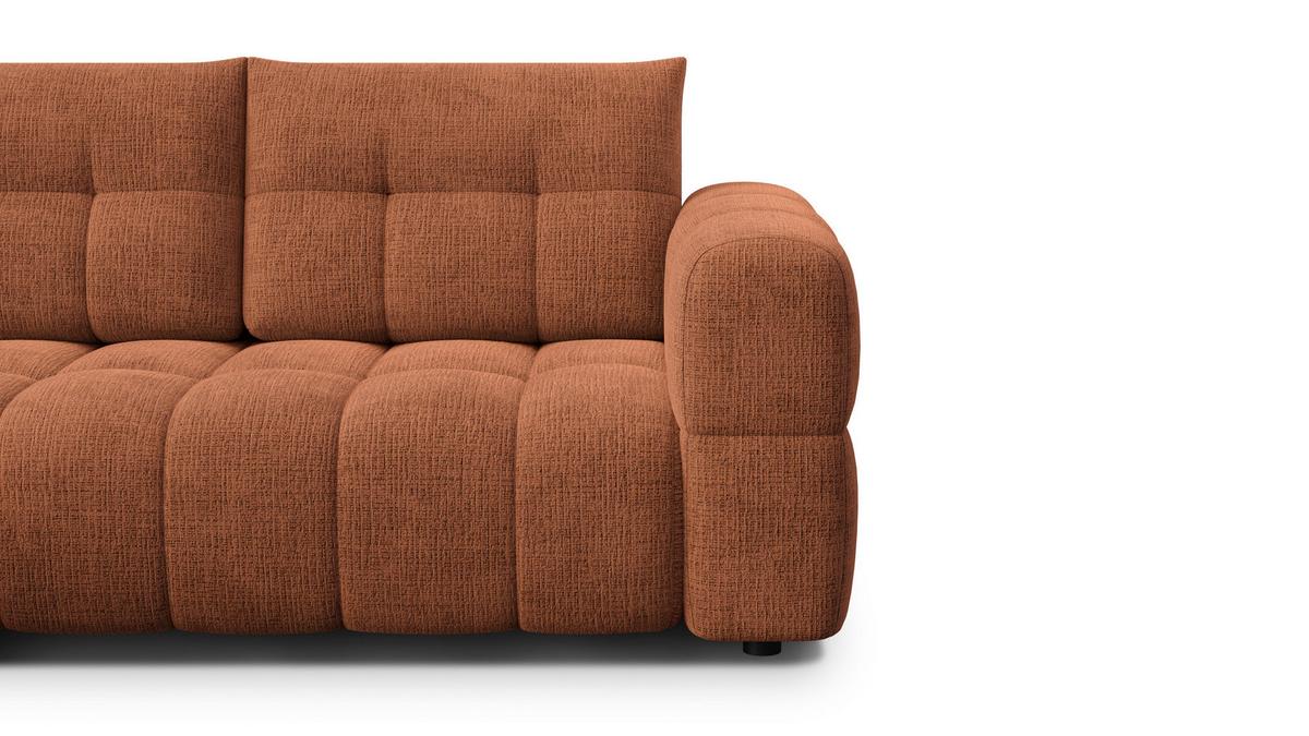 ECKSOFA CLOUDI 4-Sitzer links, rostrot - Schwarz/Orange, Holz/Textil (294/160cm) - Wozimo