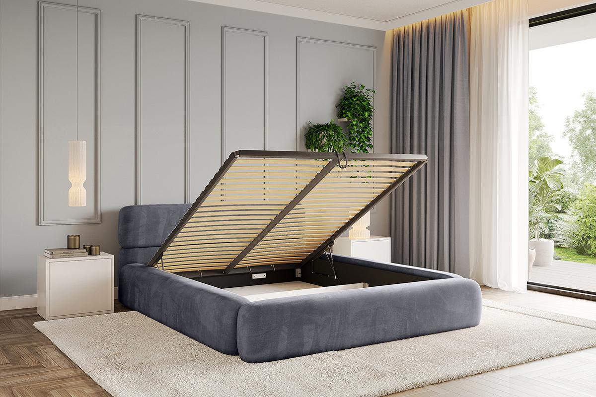 POLSTERBETT mit Bettkasten und Lattenrost, Bett mit Matratze H3/H4 - ENORA-V1 180x200 Dunkelgrau - Dunkelgrau, Holzwerkstoff/Textil (180/200cm) - ALTDECOR