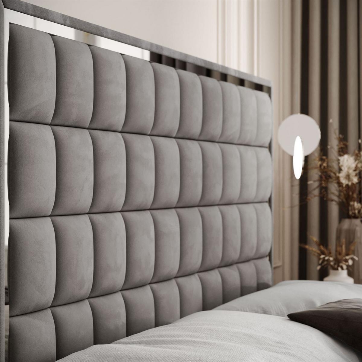 BOXSPRINGBETT ISADORA II SILVER mit Bettkasten und Topper 140x200 cm Royal Velvet 250 - Grau, Textil - Lookway