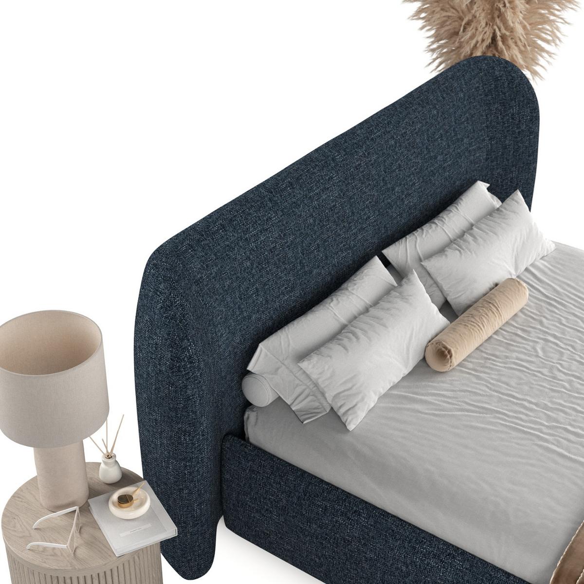 POLSTERBETT Bellano mit Stauraum 200/200 cm Marineblau im Modesto Stoff - Schwarz/Naturfarben, Holz/Holzwerkstoff (200/200cm) - AltaBeds