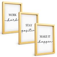 BILDER SET 3er Set - 20x30 cm Goldrahmen - Minimalistische Motivationsinschriften - Goldfarben, Kunststoff (20/30cm) - TULUP