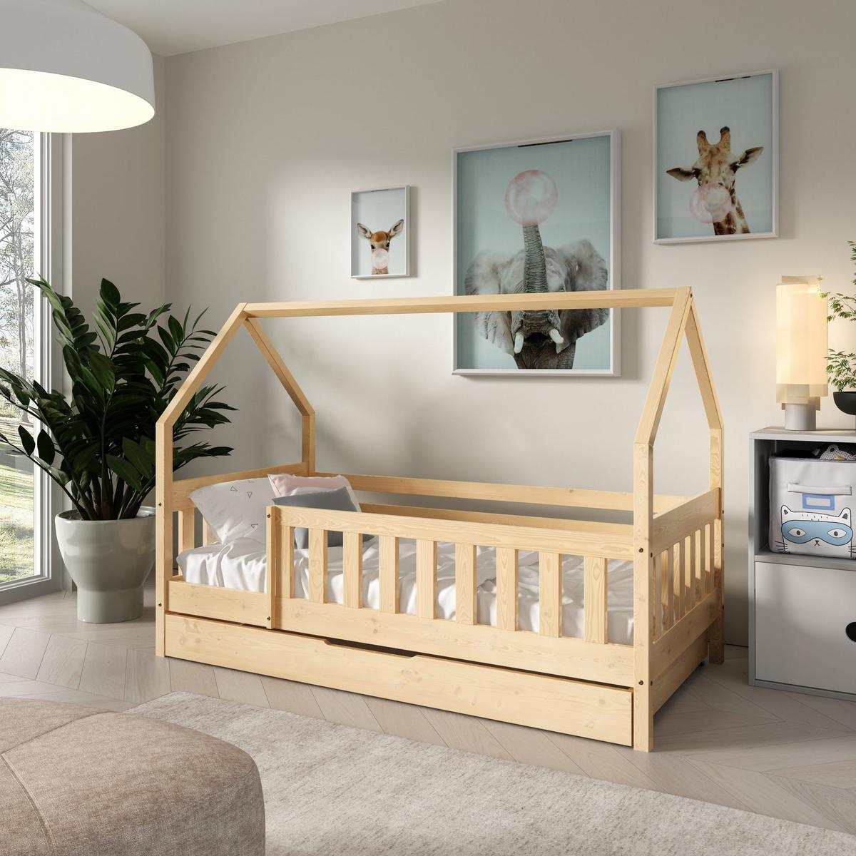 KINDERBETT BELLA mit Bettkasten 80x190 cm Kieferfarben - Kieferfarben, Holz (80/190cm) - MASSENO