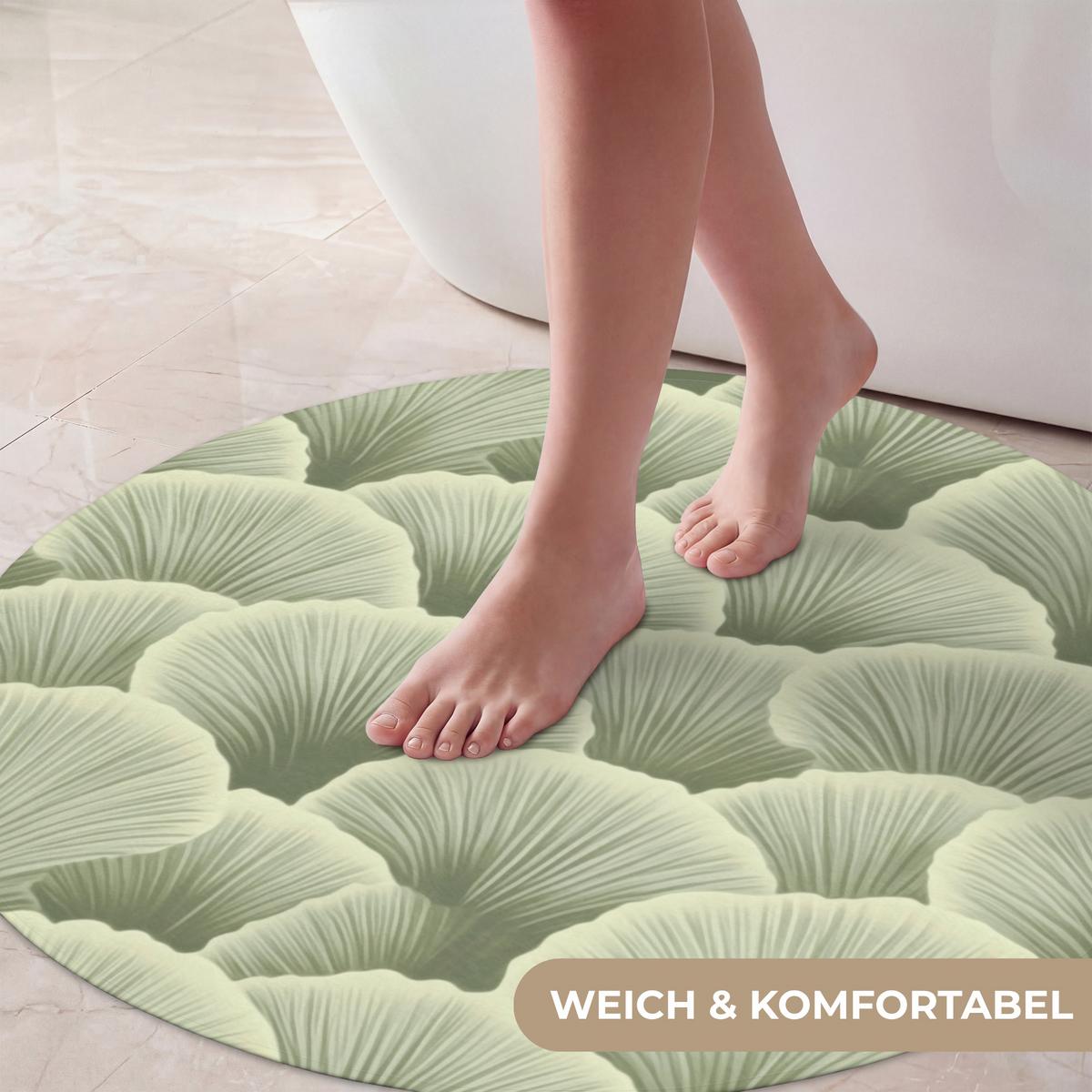 BADEMATTE Fächer - Blatt - Grün Badvorleger 70x70 cm - Pastellgrün, Textil (70/70cm) - OnlyWow