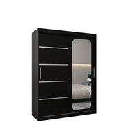 SCHWEBETÜRENSCHRANK 200/150/62 2-türig - Silberfarben/Schwarz, Holz/Kunststoff (150/200/62cm) - MÖBEL KRYSPOL