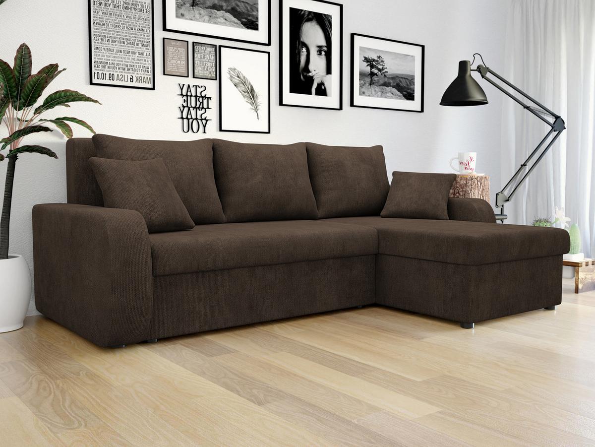 ECKSOFA Kris Lux - Dunkelbraun/Schwarz, Holz/Kunststoff (238/147cm) - MIRJAN24