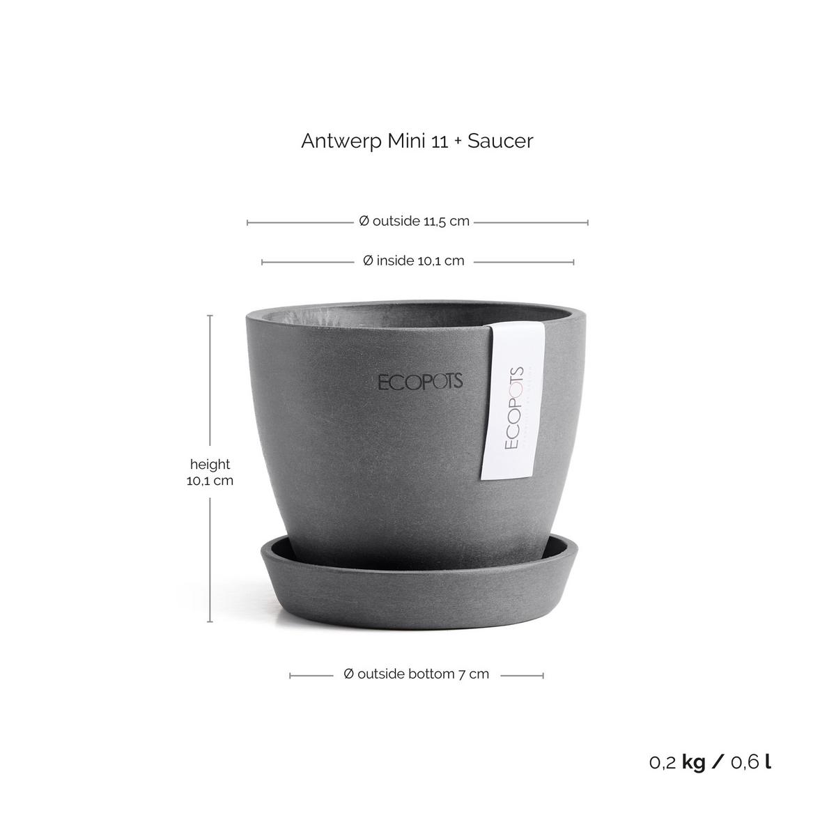 BLUMENTOPFUNTERSETZER Antwerp 11,5/10,1 cm Grau - Grau, Kunststoff (11.5/10.1cm) - Ecopots