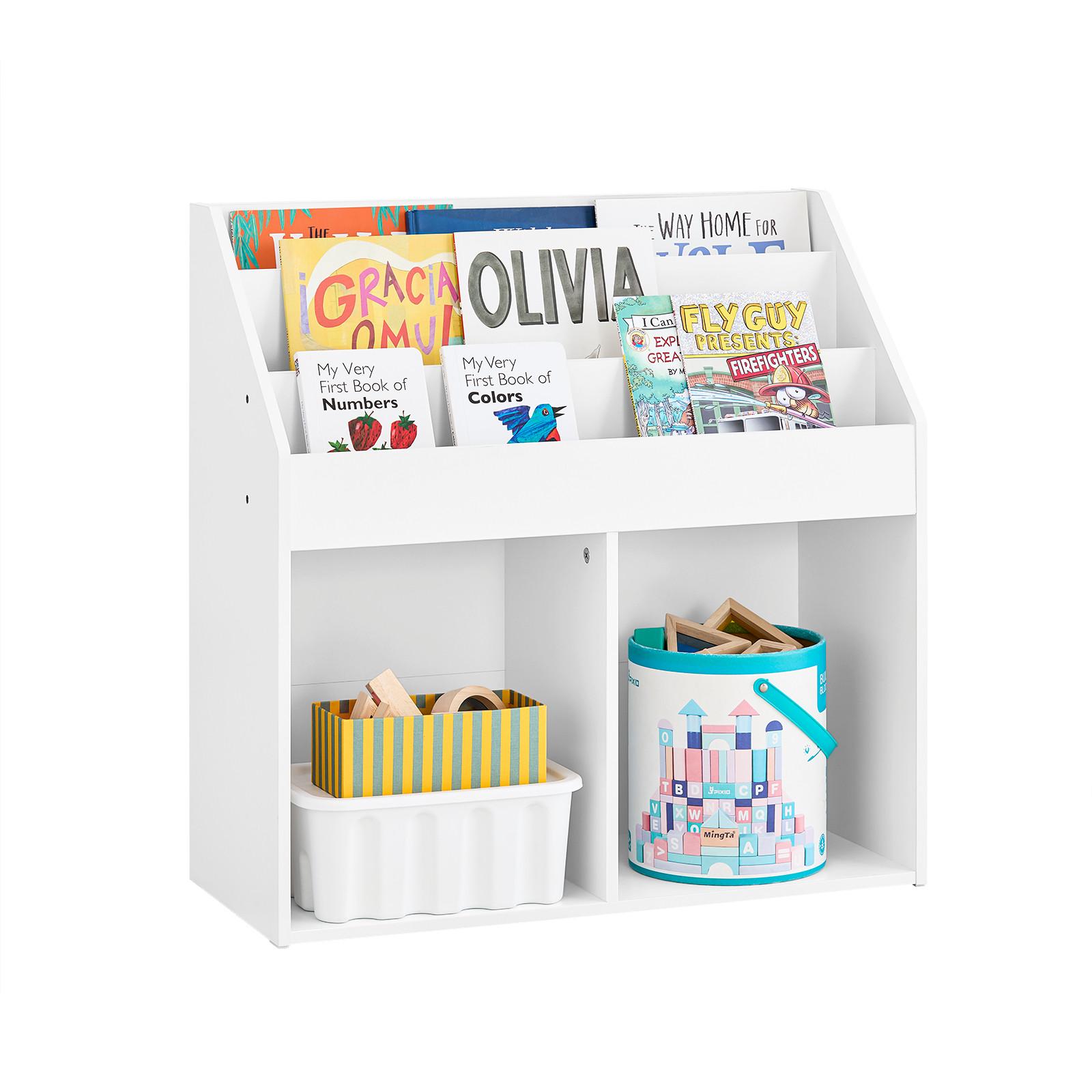 KINDER-BÜCHERREGAL, Kinderregal für Spielzeug, Weiß 68x68x30cm - Weiß, Holzwerkstoff (68/68/30cm) - SoBuy