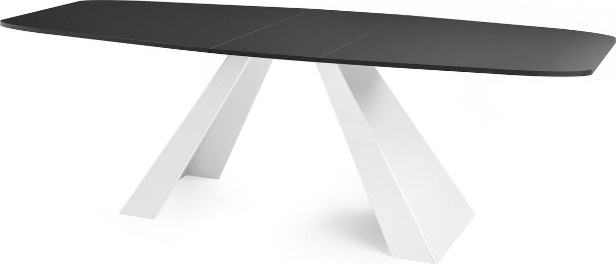 ESSTISCH Monte Weiß rechteckig ausziehbar, Schwarz 160-200/80/76 cm - Schwarz/Weiß, Holzwerkstoff/Metall (80/198/76cm) - WFL GROUP