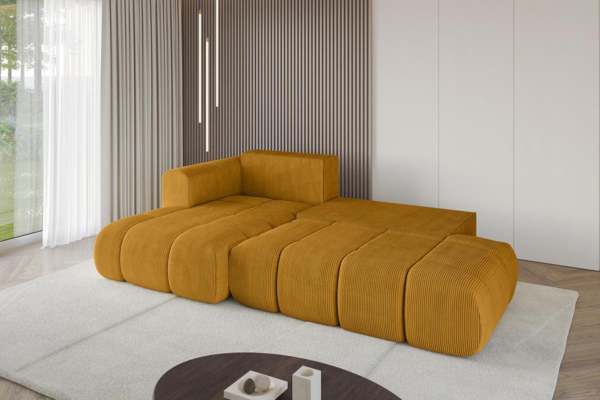 ECKSOFA Ottomane Links CLOUD-L 280x185x90 Senfgelb Cord - Currygelb, Holzwerkstoff/Kunststoff (180/289cm) - ALTDECOR