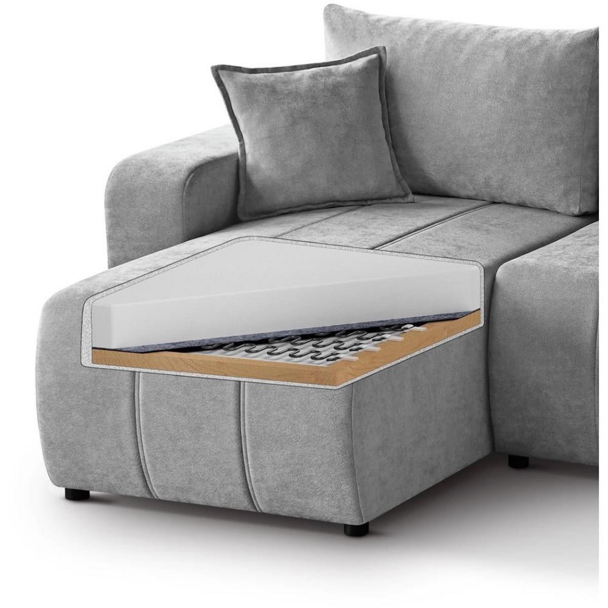 ECKSCHLAFSOFA Mori graphit - Graphitfarben/Schwarz, Kunststoff/Textil (250/155cm) - Beautysofa