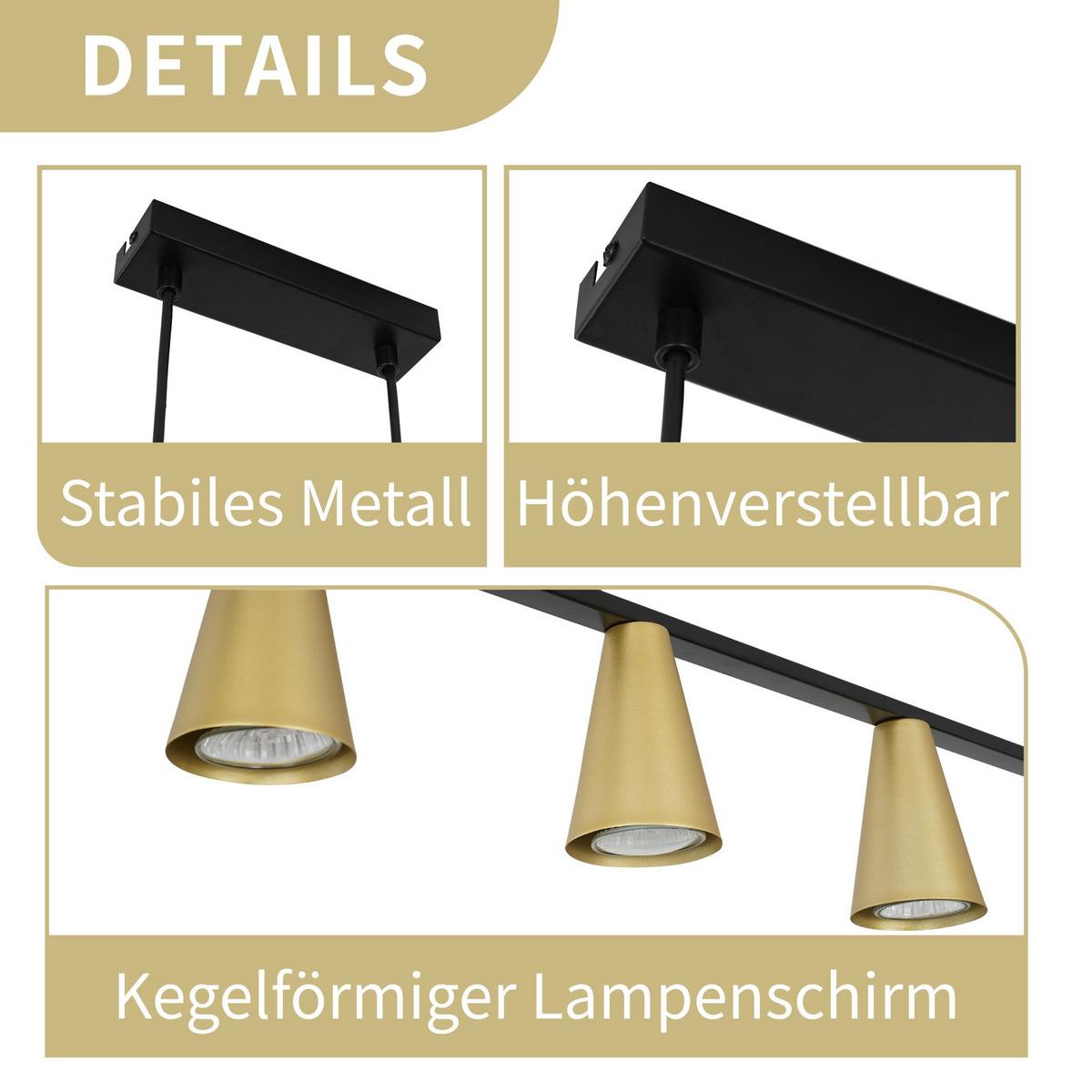 PENDELLEUCHTE Violet 110/7/160 cm - Goldfarben, Metall (110/7/160cm) - ZMH