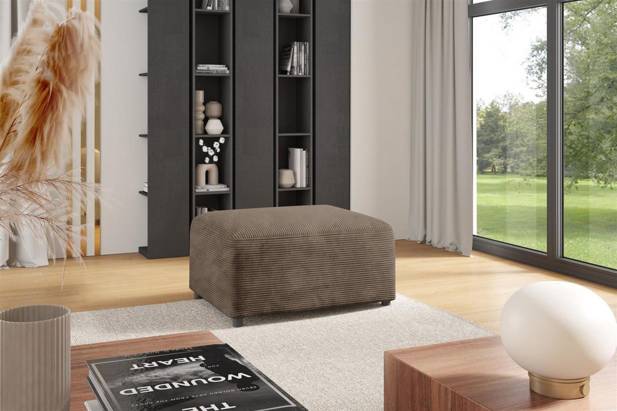 ECKSOFA Megan Xs In Poso - Mokka, Holzwerkstoff/Textil (304/165cm) - Fun Möbel