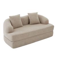 SCHLAFSOFA 2-in-1 Doppelschlafsofa Chenille Ausklappbar - Beige, Textil (157/65/84cm) - Urban Meuble