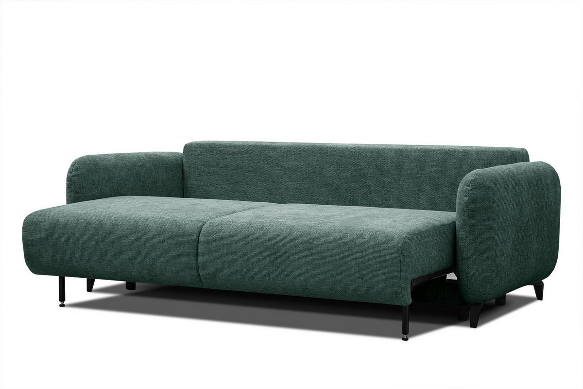 SOFA DRAKE 3-Sitzer mit Schlaffunktion, smaragdgrün - Smaragdgrün/Braun, Holz/Textil (232/90/107cm) - Wozimo