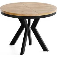 ESSTISCH Savio Neo rund ausziehbar verlängerbar, Eiche Braun 80-130/80/77 cm - Eiche Wotan/Schwarz, Holz/Holzwerkstoff (80/130/77cm) - WFL GROUP