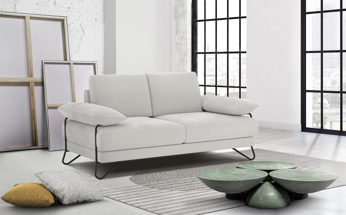 SOFA LORI 2-Sitzer, weiß - Schwarz/Weiß, Holzwerkstoff/Textil (185/87/96cm) - Wozimo