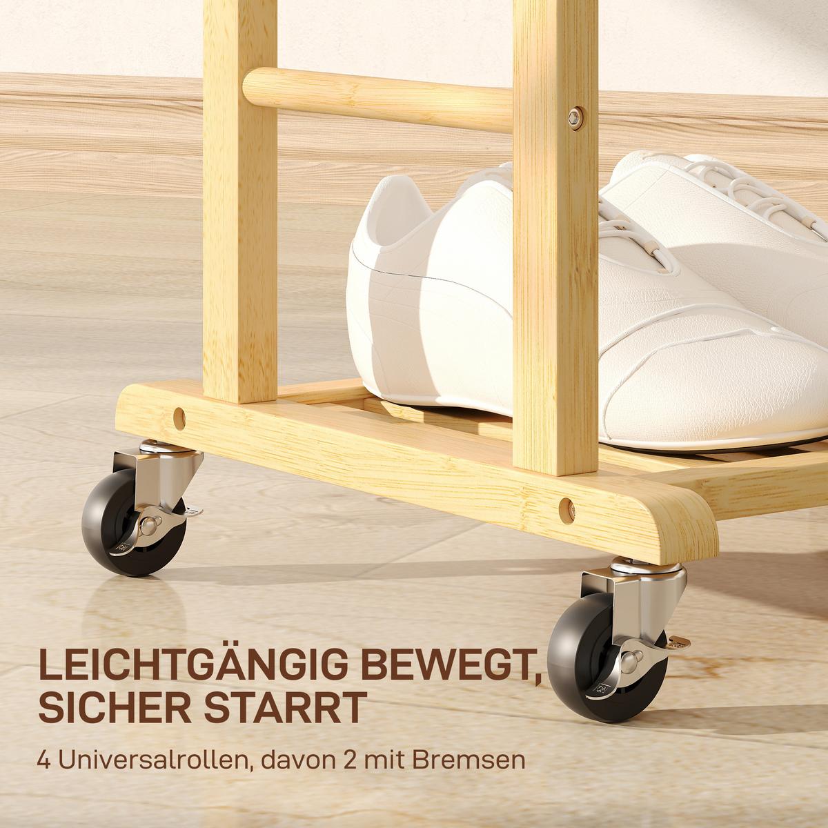 KLEIDERSTÄNDER Bambus Naturholz - Naturfarben, Holz (33.7/105.5/47cm) - HOMCOM