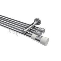 GARDINENSTANGE INNENLAUF Siteno Tanara 200 cm, 3-läufig, 20 mm Ø Chrom - Chromfarben/Weiß, Metall (200cm) - INTERDECO