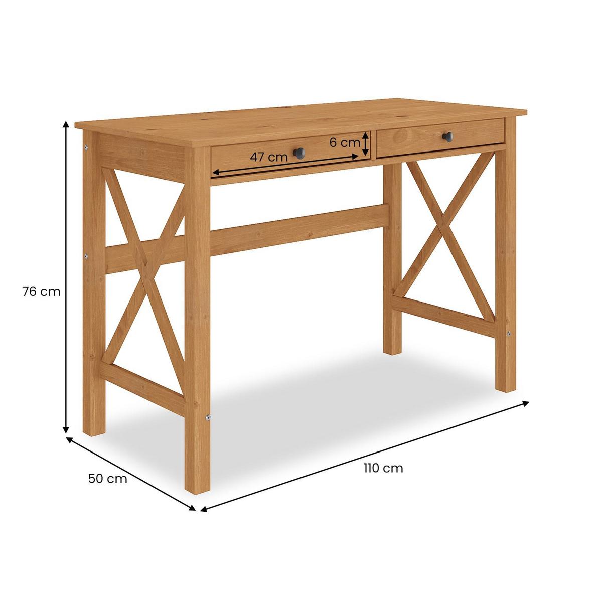 SCHREIBTISCH ADRIAN Eiche - Eichefarben, Holz (50/110/76cm) - IDIMEX