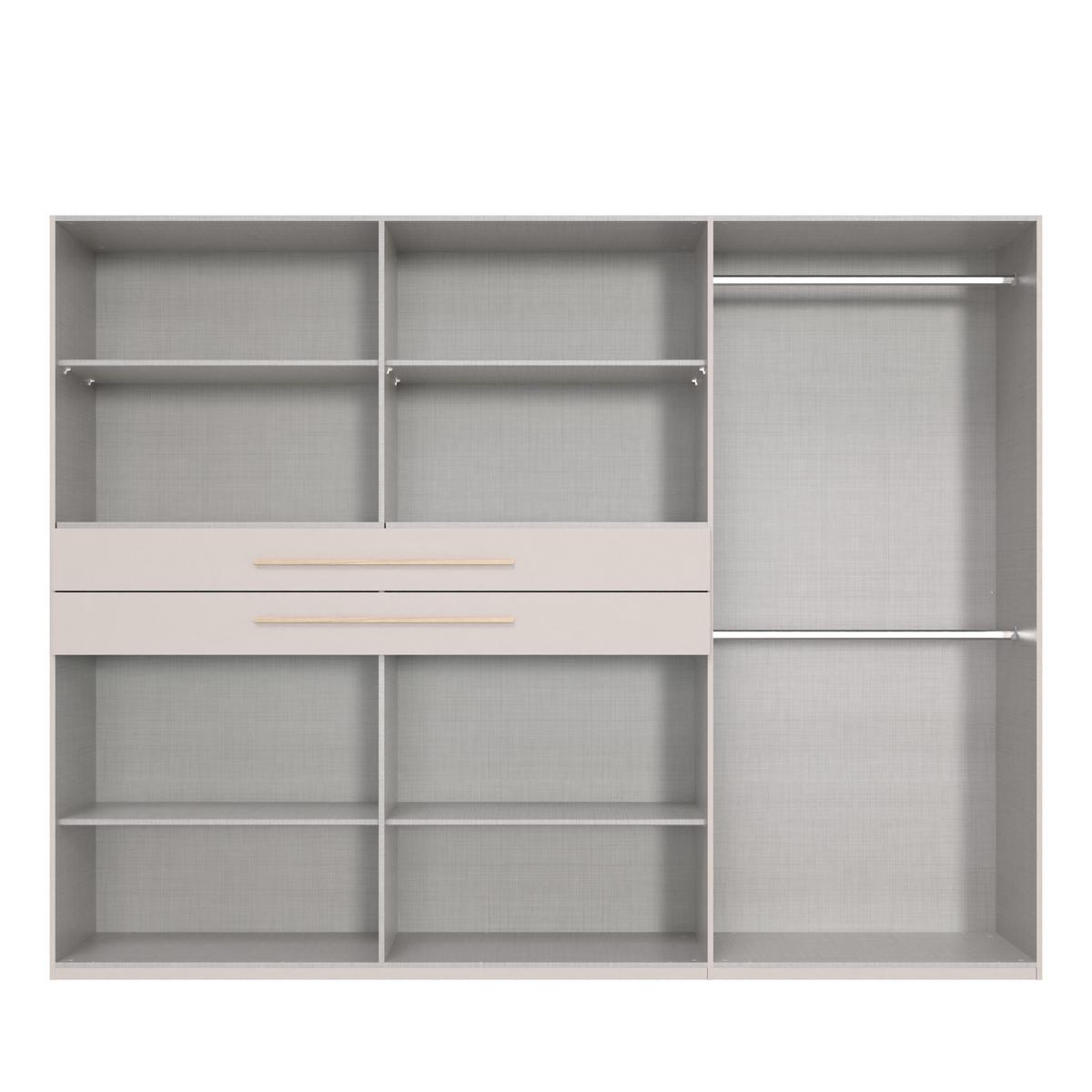 DREHTÜRENSCHRANK B270/H208/T58 cm in Grafit, Kleiderschrank mit 2 Spiegeltüren, 2 großen Schubkästen & Griffen in Eiche Artisan Dekor / 22649 - Graphitfarben/Eiche Artisan, Holzwerkstoff/Kunststoff (270/208/58cm) - luma-home