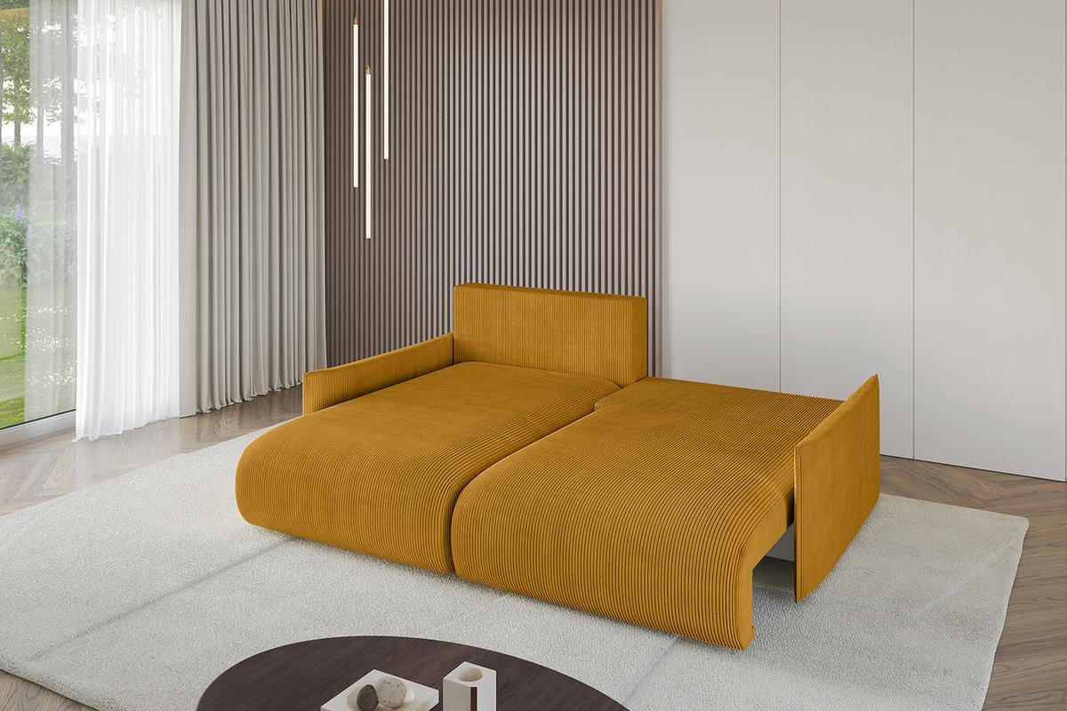 ECKSOFA Ottomane links ONESK-L -v1 216x177x72 Senfgelb Cord - Currygelb, Holzwerkstoff/Kunststoff (216/177cm) - ALTDECOR