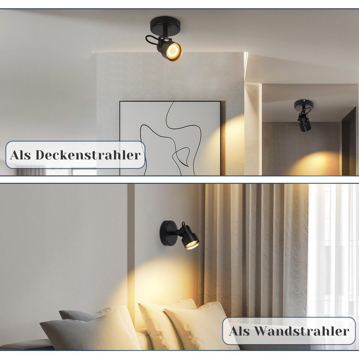 DECKENSTRAHLER Kühleis 1-flammig 10.5/10/10.5cm - Schwarz, Metall (10.5/10/10.5cm) - Nettlife