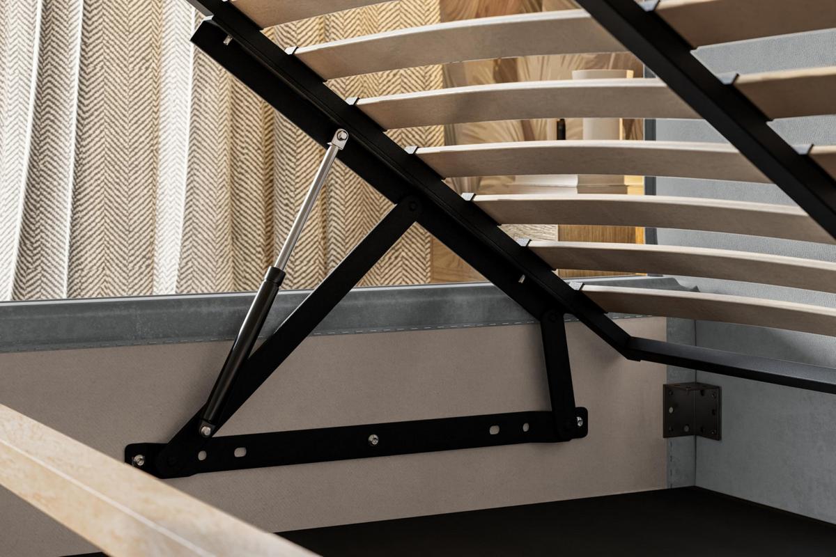 BETT 90x200 - Polsterbett mit Bettkasten und Metallrahmen - Modern Betten - Weicher Jasminstoff - Kollektion Milano - Grau - Grau, Holz/Textil (90/200cm) - Alpi-Möbel