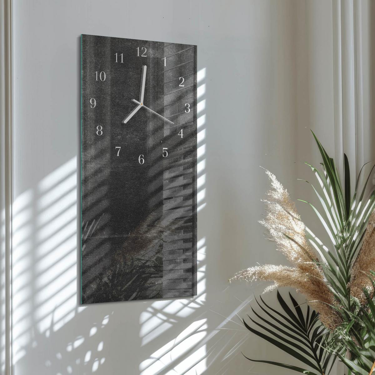 WANDUHR aus Glas 30x60 cm - Graphit - Grau, Glas (30/60/0.4cm) - TULUP
