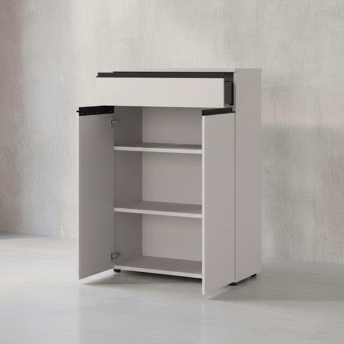AKTENSCHRANK mit Schublade Soft-Close 81x120x40 cm Greige - Beige, Holzwerkstoff (81/120/40cm) - KADIMA DESIGN