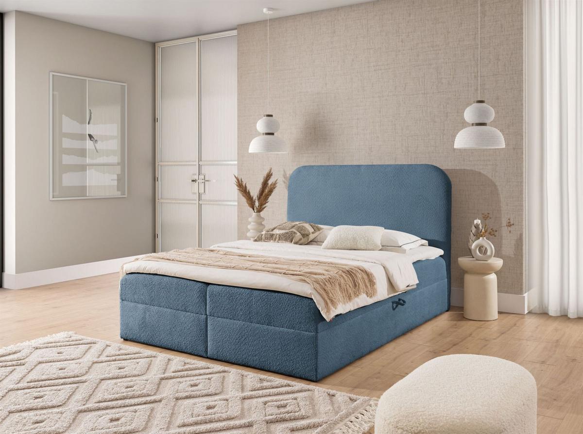 BOXBETT Bineta - Hellblau, Holzwerkstoff/Textil (120/200cm) - Fun Möbel