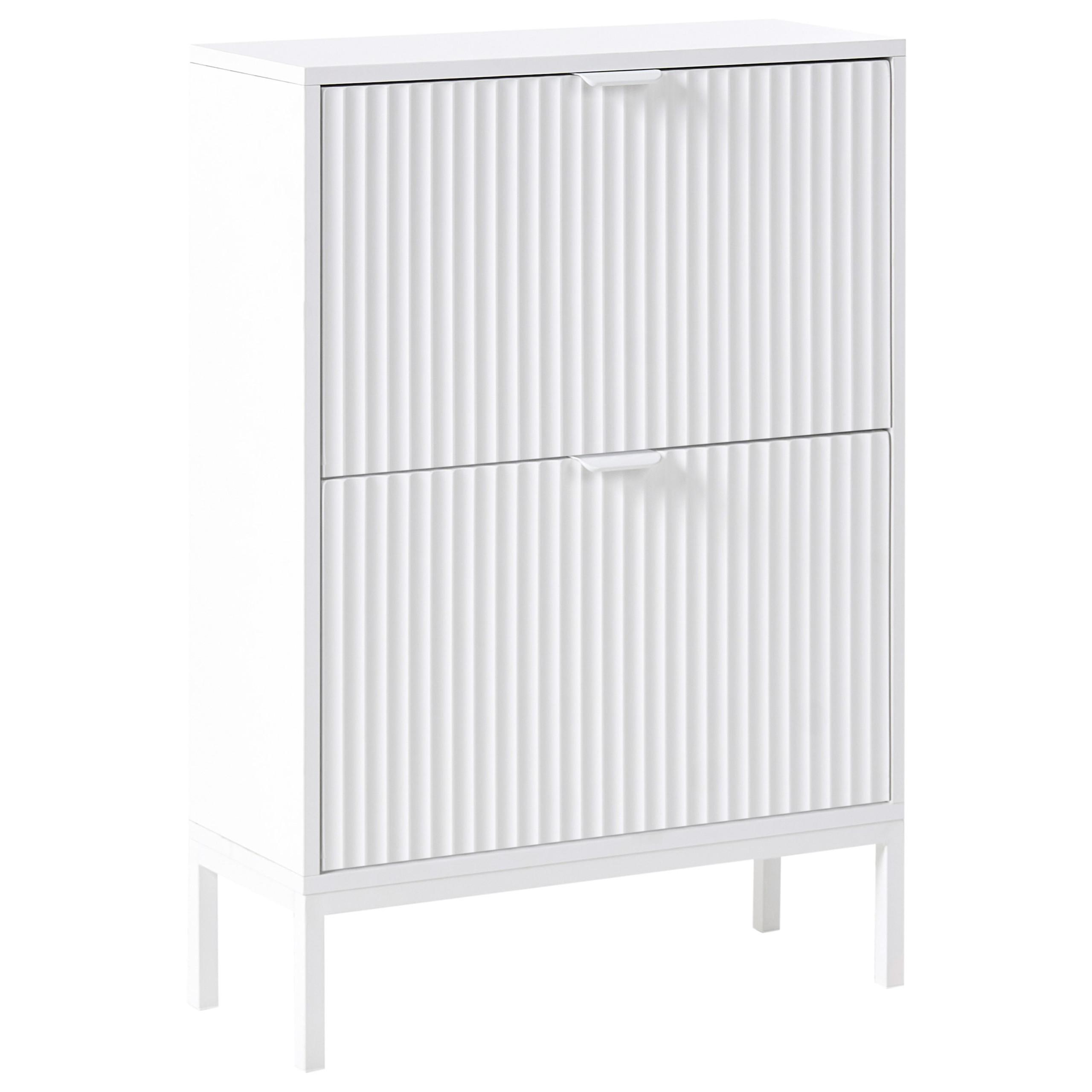 SCHUHSCHRANK Weiß Adelaide - Weiß, Holzwerkstoff (60/85/24cm) - Beliani