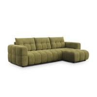 ECKSOFA CLOUDI 4-Sitzer rechts, olivgrün - Schwarz/Olivgrün, Holz/Textil (294/160cm) - Wozimo