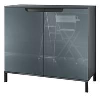 KOMMODE Sylt Grau Hochglanz - Grau, Holzwerkstoff (92.5/83.5/35cm) - Vladon