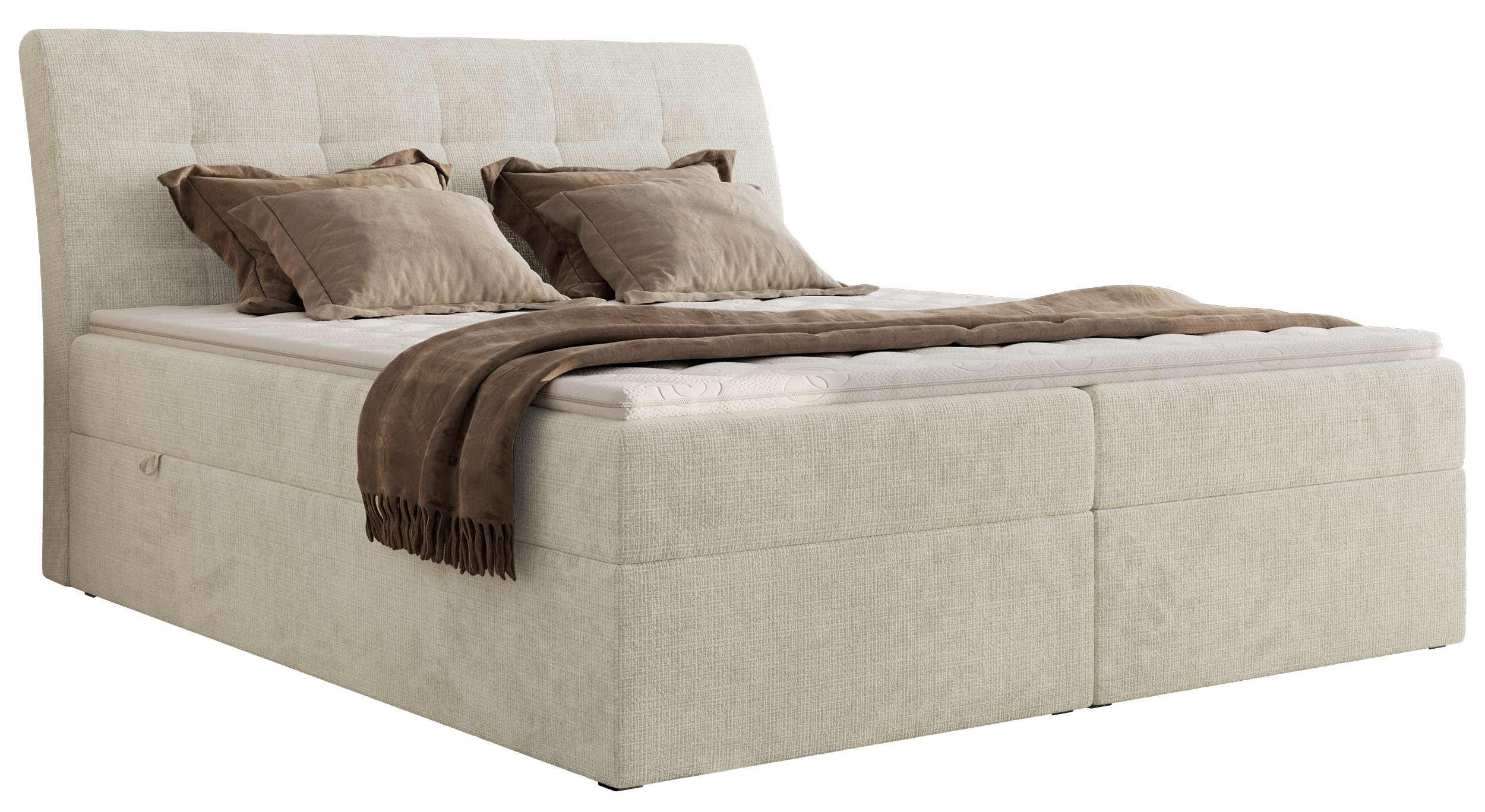 BOXBETT DAGOS 200/200 - Creme Schenille grob gewebt - H4 - Topper T25 - Creme, Textil (200/200cm) - MKS