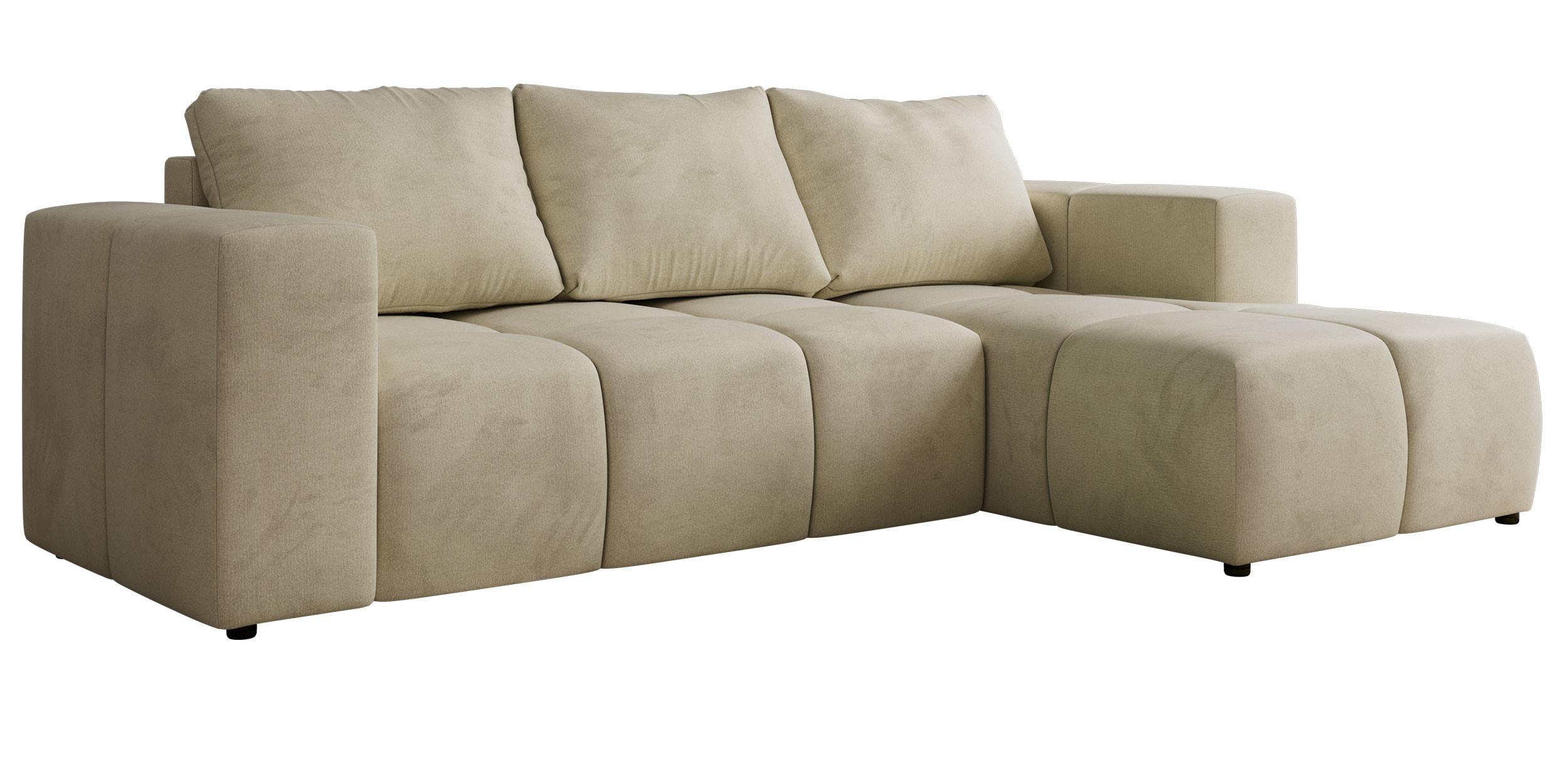 ECKSOFA MONIVA Beige Velvet - Rechts - Beige/Schwarz, Kunststoff/Textil (266/164cm) - MKS