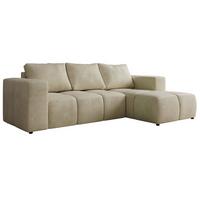 ECKSOFA MONIVA Beige Velvet - Rechts - Beige/Schwarz, Kunststoff/Textil (266/164cm) - MKS