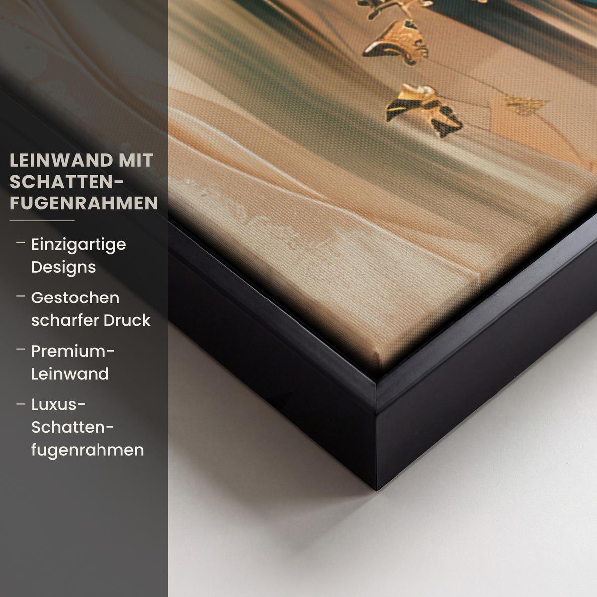 LEINWAND Bilder mit Rahmen - Frau - Porträt - Gold - Luxus - Blau - 50x50 - Türkis, Textil (50/50cm) - MuchoWow