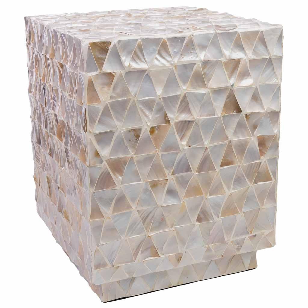 HOCKER aus Holz, beige, 35x45cm - Weiß, Holz (35/45/35cm) - Wanderlust