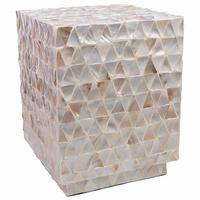 HOCKER aus Holz, beige, 35x45cm - Weiß, Holz (35/45/35cm) - Wanderlust