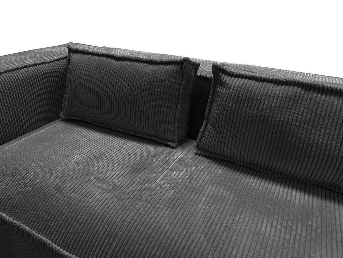 WOHNLANDSCHAFT Nova Grau Cord - Schwarz/Grau, Holz/Kunststoff (327/64/176cm) - S-Style Möbel