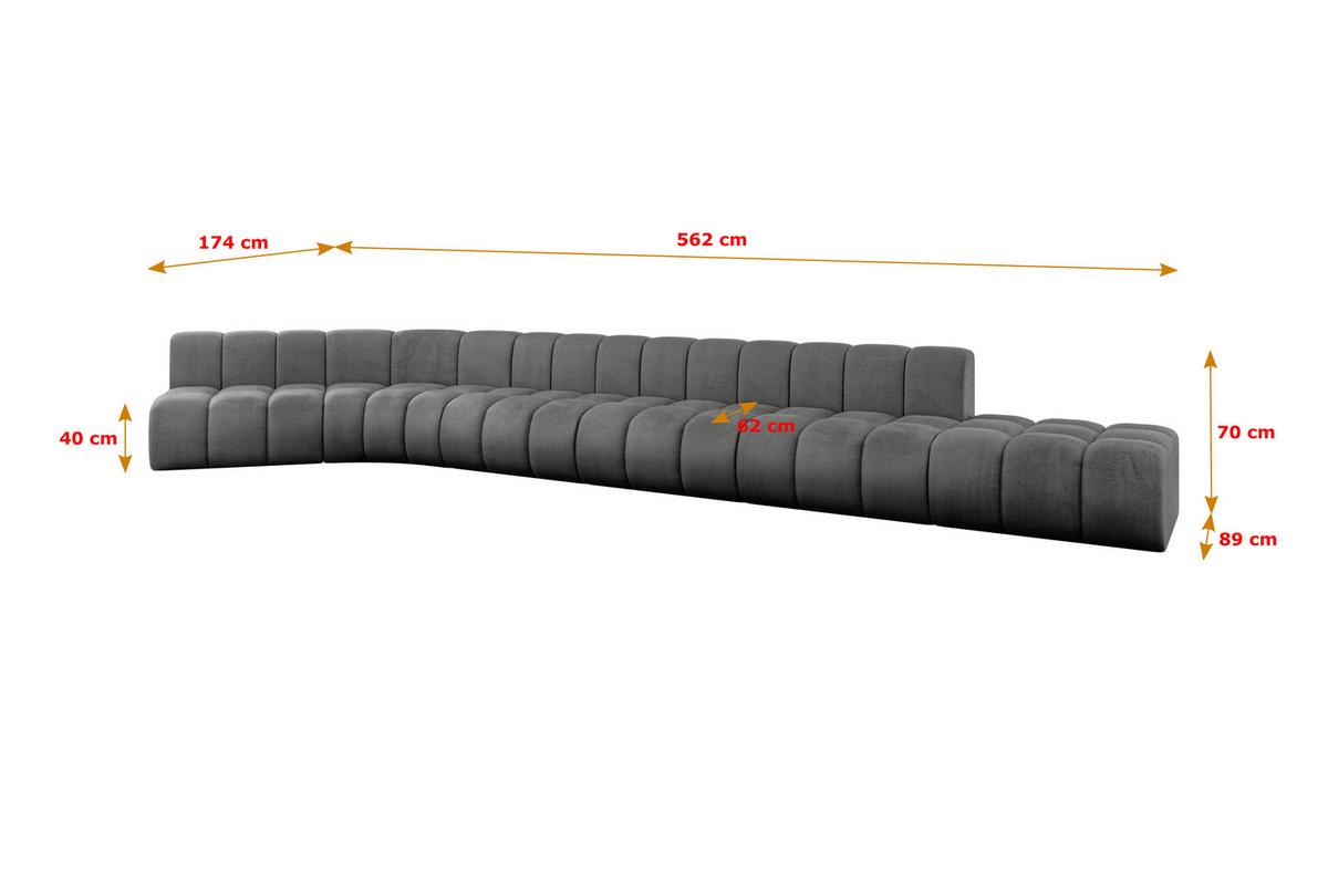 ECKSOFA modulares Sofa Brilo-L3 - 562x174x70 cm Dunkelgrau - Dunkelgrau, Holzwerkstoff/Textil (562/174cm) - ALTDECOR