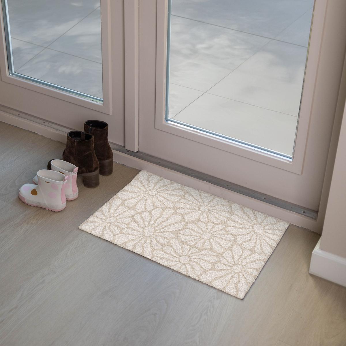 FUSSMATTE Floral - Druck - Beige - Braun - Minimalistisch Schmutzfangmatte 60x40 cm - Sandfarben, Kunststoff (60/0.4cm) - MuchoWow